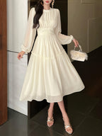 Women's Dress, Fashionable Elegant Solid Color Dress, Temperament Slim Fit Evening Gown - Apricot