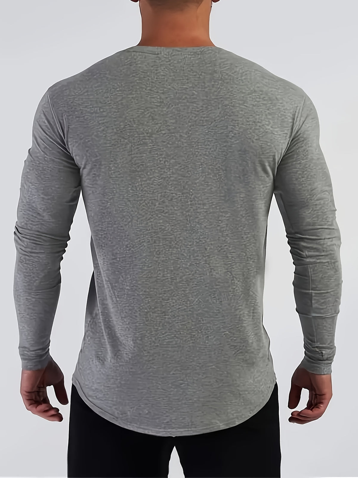 Men's Spring/Autumn Long-Sleeve Shirt T-Shirt - -Compatible Suitable for Casual & -Casual Wear, Round Neck -Fit Shirt, Machine Washable Non- Top for Daily Office, Semi-Formal Outfits (No Belt) - Dark Gray
