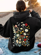 Women'S Casual Sketch Hoodie - Black
