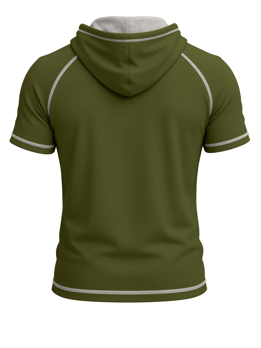 Summer Cross-Border Western Men'S Hooded Short-Sleeve T-Shirt, Color-Block Foreign Men'S Athletic Top - Military green