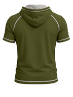 Summer Cross-Border Western Men'S Hooded Short-Sleeve T-Shirt, Color-Block Foreign Men'S Athletic Top - Military green