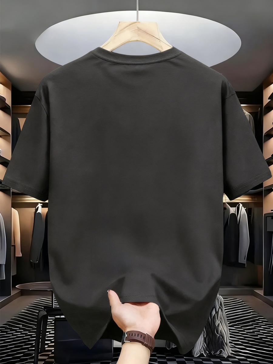 Men's New 100% Cotton T-Shirt with MINIMAL Print, Comfortable, Soft, and Breathable for Summer Casual Daily Wear - Dark Gray