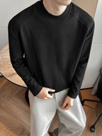 Men'S Casual Sports T-Shirt, 1pc Men'S Fashion Trendy Casual Patchwork Stand-Collar Long Sleeve Men'S T-Shirt, Loose Fit, Comfortable Stretch Fabric, Suitable for Daily Casual Wear - Black