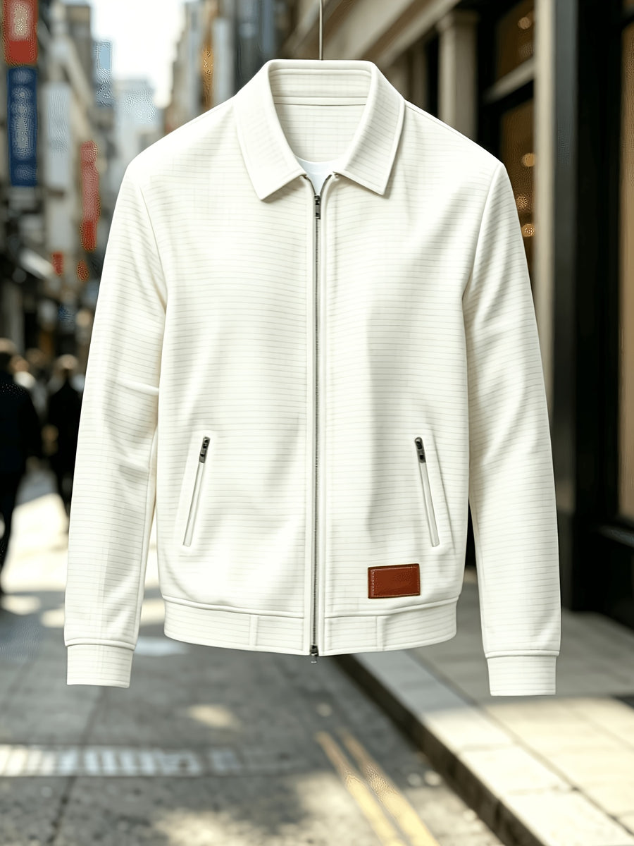 Men'S Fashion Waffle Collar Long Sleeve Open Front Cardigan Sweater Jacket - White