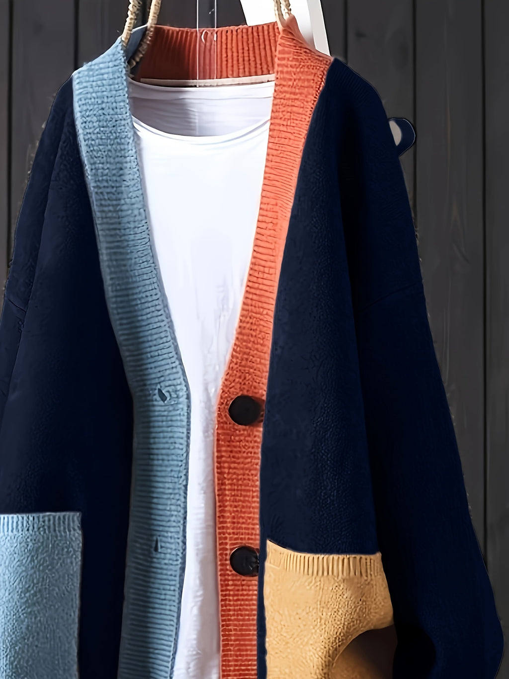 Plus Size, Yutong Plus Size Cardigan - Navy Color
