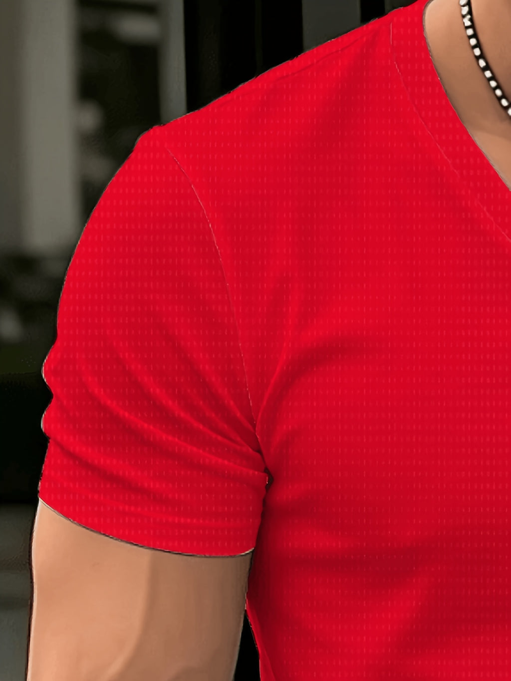 [Printed Design - Non-Textured] Men's Fashionable Simple V-Neck Short-Sleeve T-Shirt, Daily Casual Slim-Fit Solid Color Top, Versatile Basic Business Commuter Men's Apparel - Printed V-Neck T-Shirt - Mixed colors