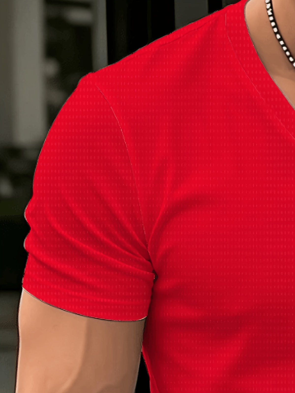 [Printed Design - Non-Textured] Men's Fashionable Simple V-Neck Short-Sleeve T-Shirt, Daily Casual Slim-Fit Solid Color Top, Versatile Basic Business Commuter Men's Apparel - Printed V-Neck T-Shirt - Mixed colors