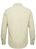 Men'S Fashion Versatile Casual Long-Sleeve Shirt, Multiple Colors Available, Pocket Design Corduroy Top Shirt Jacket - Off-white