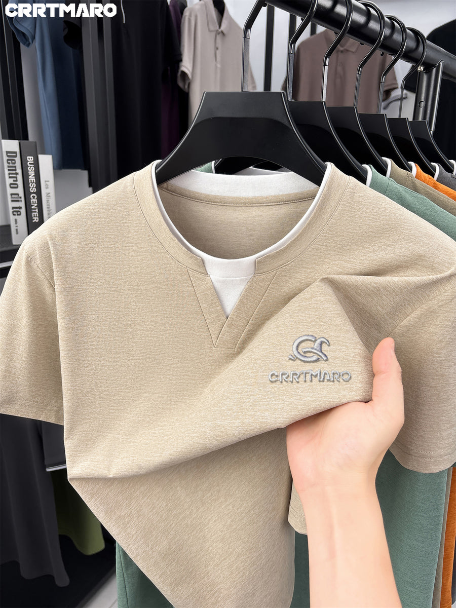 CRRTMARO Summer New Round Neck Quick-Dry Short Sleeve T-Shirt Men'S Youth Loose Casual Short Sleeve Top Men'S Clothing Huiwang - Beige Color