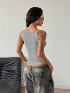 Women's Solid Color Simple Round Neck Camisole - Light Grey