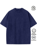 Men Heavyweight Short Sleeve T Shirt Washed Vintage Fashion Print Acid Wash Distressed Grunge Style Pure Breathable Fabric High Street Hip Hop Loose Fit Gym Fitness Workout Tops Casual Clothing 2026 - Royal Blue