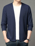 Men's Spring Casual Fashion Cardigan Jacket, for Home and Leisure, Skin-friendly and Comfortable, Versatile and Stylish - Navy Color