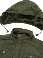 Men'S Winter Fleece-Lined Hooded Jacket - Thick Warm Insulated, Multiple Pockets, 100% Polyester Casual Coat, Machine Washable Regular Fit for Autumn/Winter Outdoor Wear, Winter Outerwear - fern green