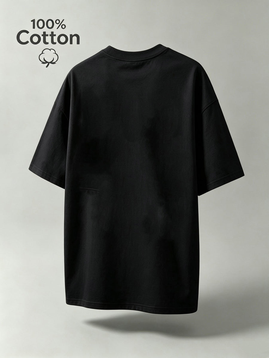 New Summer Cartoon Men's Casual Sport Fitness Pure Cotton Short-Sleeve Shirt, Moisture-Wicking and Sweat-Absorbing, Comfortable for Casual Streetwear and Outdoor Sports Fitness - Black