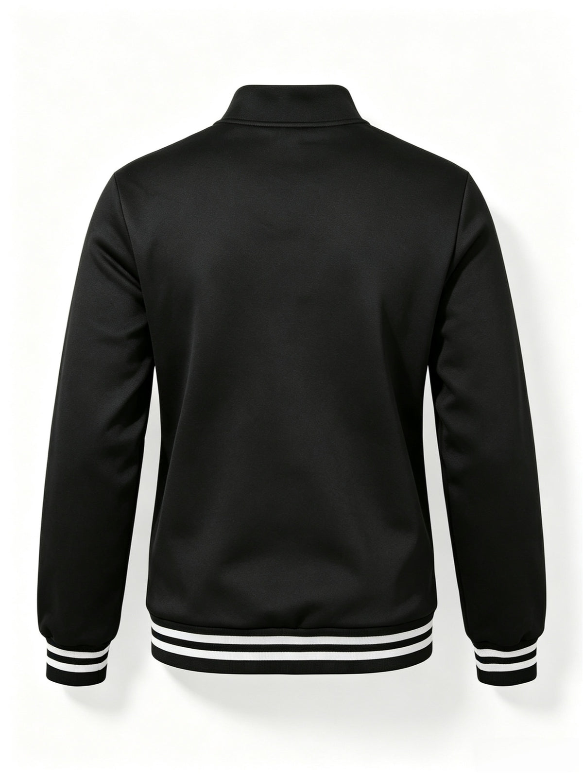 Men'S Half-Open Collar Mid-High Neck Sweatshirt, Contrast Geometric S Logo Print Striped Ribbed Hem Loose Athletic Pullover Top, Suitable for Commute And Casual Wear - Black