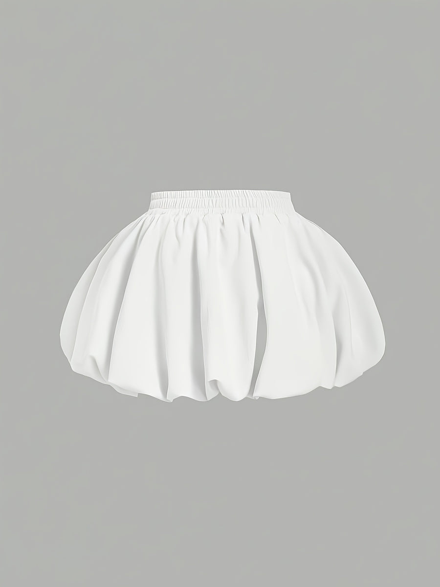 Black Bow Embellished Bubble Hem Skirt, Lined Pants, Low Waist, Women'S Date Night Outfit, Going Out Outfit, Bubble Skirt, Sexy Women'S Clothing, Y2K Skirt - White