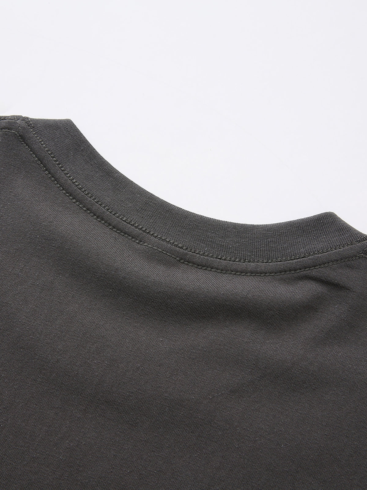 Men's Print Pure Cotton T-Shirt, Summer Fashion Vintage Trendy Casual Breathable Everyday Versatile Crew Neck Short Sleeve Top - Dark Gray