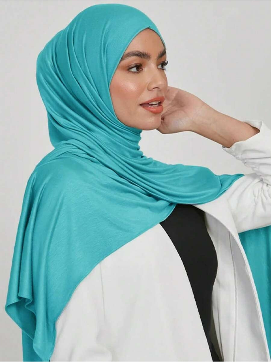 Women'S Jersey Headscarf - Soft, Breathable, And Secure Fit; a Modest Wrap Suitable for Daily Wear, Commuting, Wind, And Shielding - Lake Blue