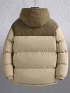 2025 New Winter Removable Hood Jacket Men'S Casual Print Hooded Coat Thickened Trendy Top Outerwear Men - Khaki
