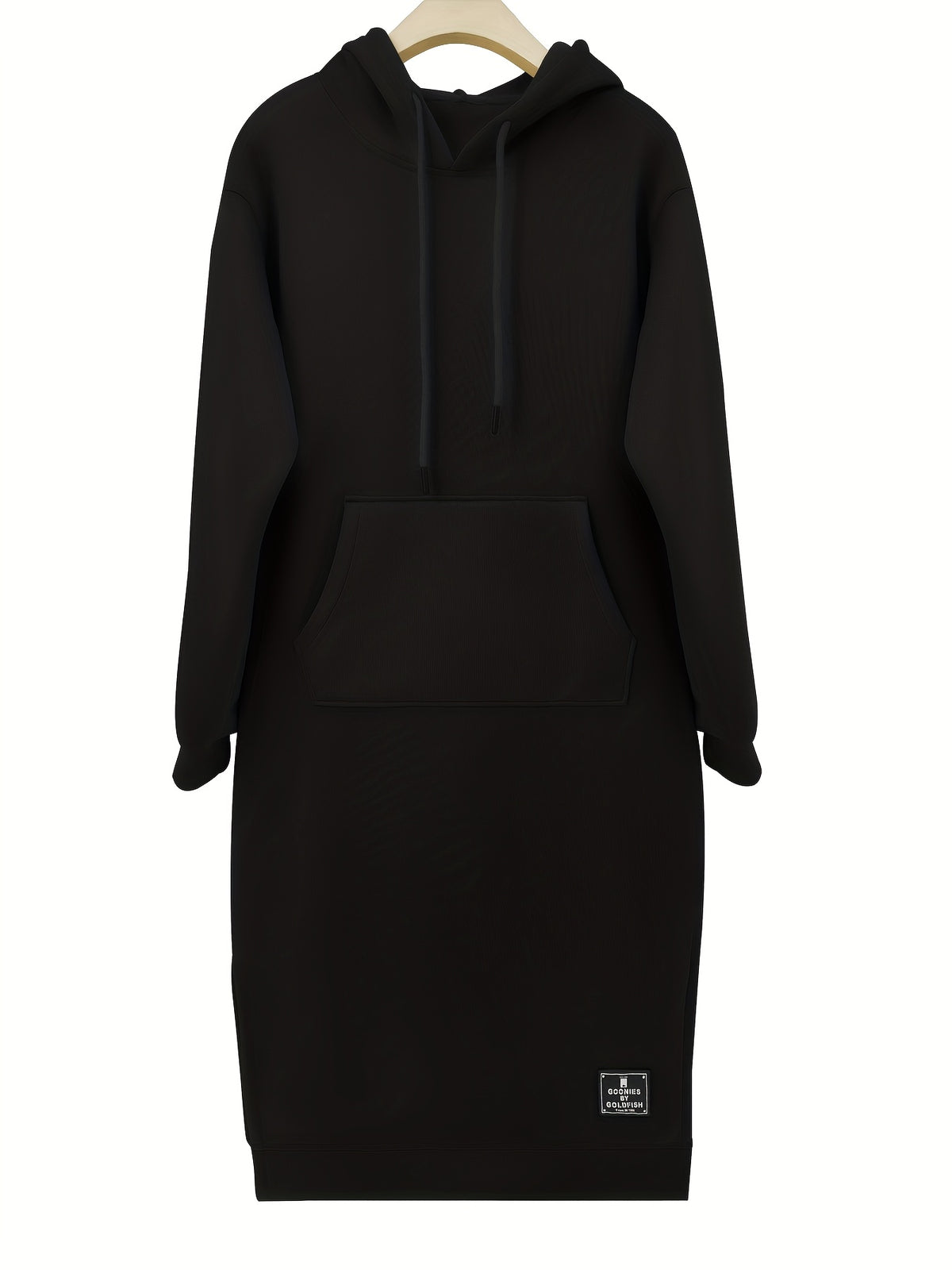 Women's Pullover Hoodie Dress for Autumn and Winter - Black