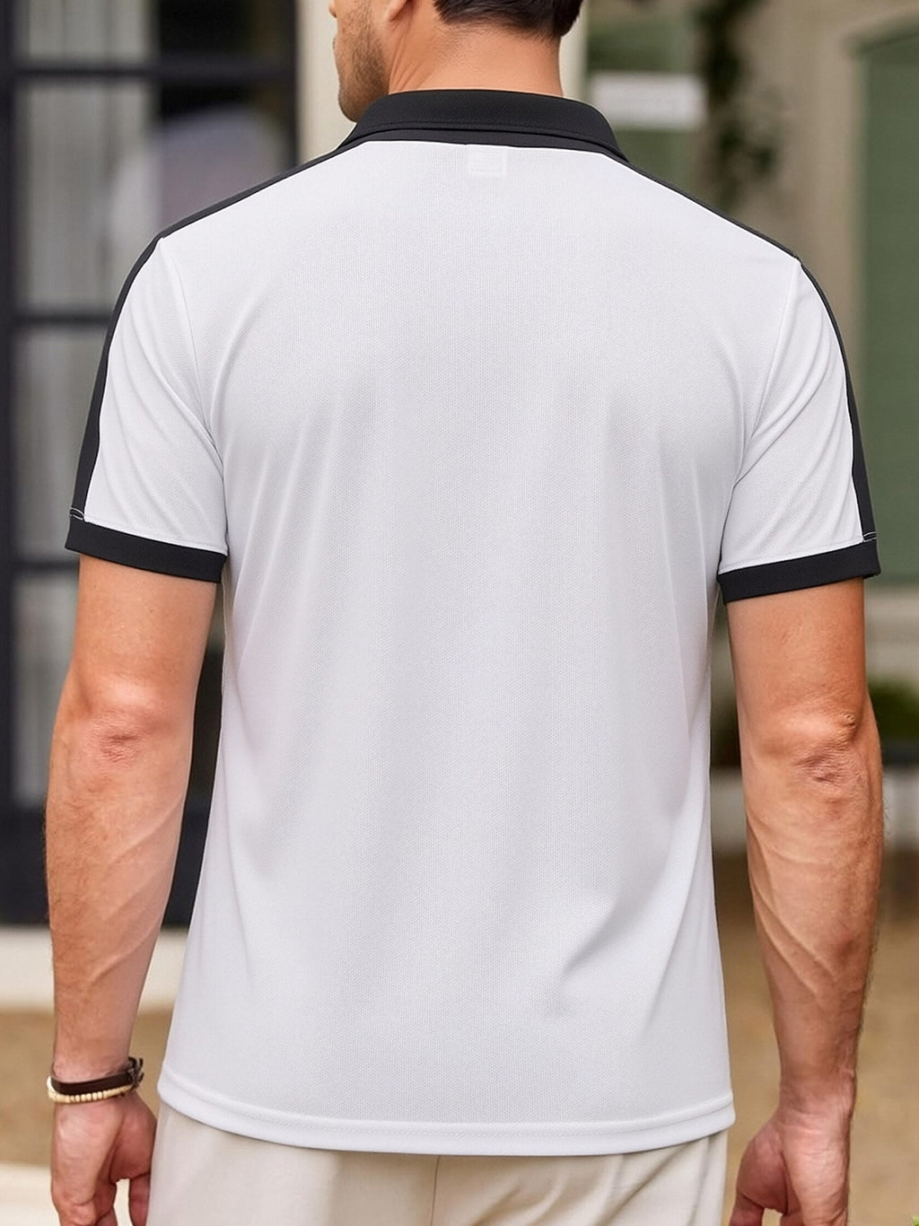 Men'S Casual Sports Solid Polo Shirt with Short Sleeves - White