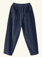 Plus Size - Plus Size - Women'S Elegant Wide-Leg Corduroy Harem Pants - Tapered Design with Pockets, All-Season Corduroy Trousers, Suitable for Casual And Formal Occasions - Navy Color