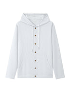 New Fall Winter Men'S Cardigan Hoodie - Button-Front Sporty Casual Sweatshirt, Soft And Comfortable, Versatile Streetwear Gentleman Top Winter Clothes for Men - White