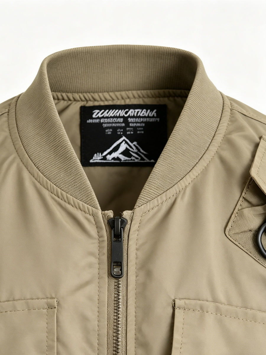 2026 Pilot Jacket Vintage Workwear Multi-Machine Motorcycle Jacket with Pockets Functional Outdoor Top - Dark Khaki