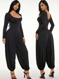 Women's Spring/Autumn Fashionable, Sexy, and Elegant Party Jumpsuit - Black