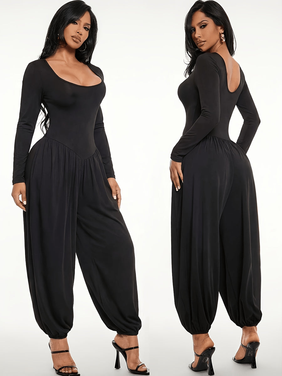 Women's Spring/Autumn Fashionable, Sexy, and Elegant Party Jumpsuit - Black