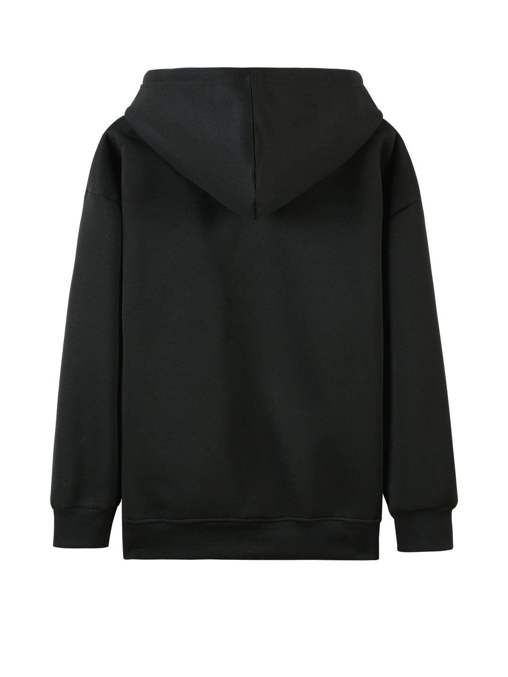 Plus Size - Plus Size - Plus Size Women'S Casual Autumn And Winter Letter Print Sweatshirt, Long Sleeve Pocket Hooded Zip Jacket, Women'S, Hoodie - Black