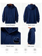 THE NORTH Outdoor Brand Logo Graphic Large Front Print Men's Fashion Hooded Sweatshirt Autumn/Winter Long Sleeve Hooded Pullover Jacket Outdoor Functional Casual Style Daily Wear Outdoor Enthusiast Gift Father's Day & Halloween Gift & Christmas Gift - Navy Color