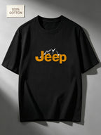 New Cotton Casual Men's T-Shirt Jeep Mountain Logo Graphic Tee Summer Outdoor Gift for Boyfriend Husband Father - Black