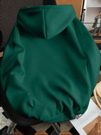 Minimalist Style Letter Print Hooded Sweatshirt, Versatile Top for Daily Casual and Commuting - Dark Green