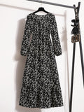 Elegant Vintage -Line Maxi Dress with Flared - -Length Suitable for Parties, Weddings, Vacations, Round Neck Machine Washable Dress, Spring/Autumn Outfits for Special Occasions - Mixed colors