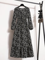 Elegant Vintage -Line Maxi Dress with Flared - -Length Suitable for Parties, Weddings, Vacations, Round Neck Machine Washable Dress, Spring/Autumn Outfits for Special Occasions - Mixed colors