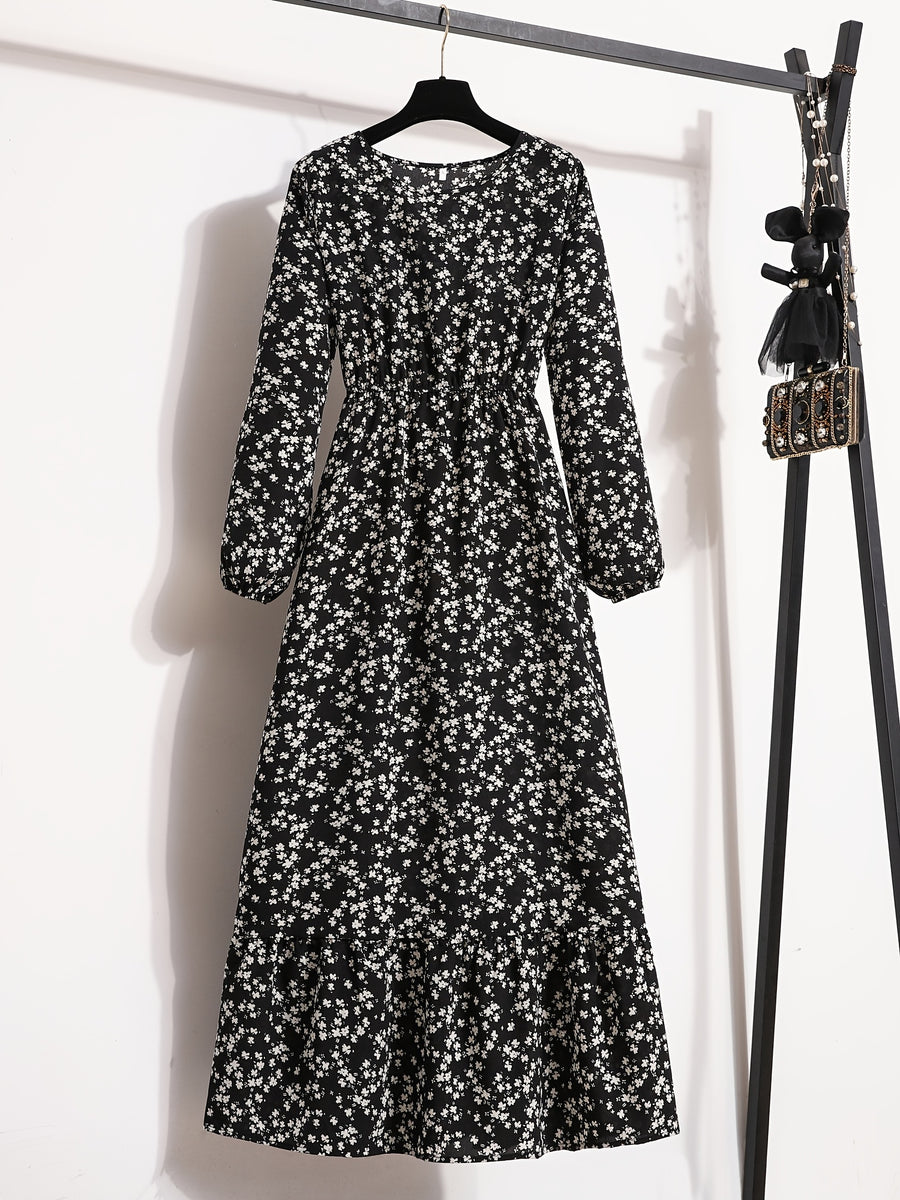 Elegant Vintage -Line Maxi Dress with Flared - -Length Suitable for Parties, Weddings, Vacations, Round Neck Machine Washable Dress, Spring/Autumn Outfits for Special Occasions - Mixed colors