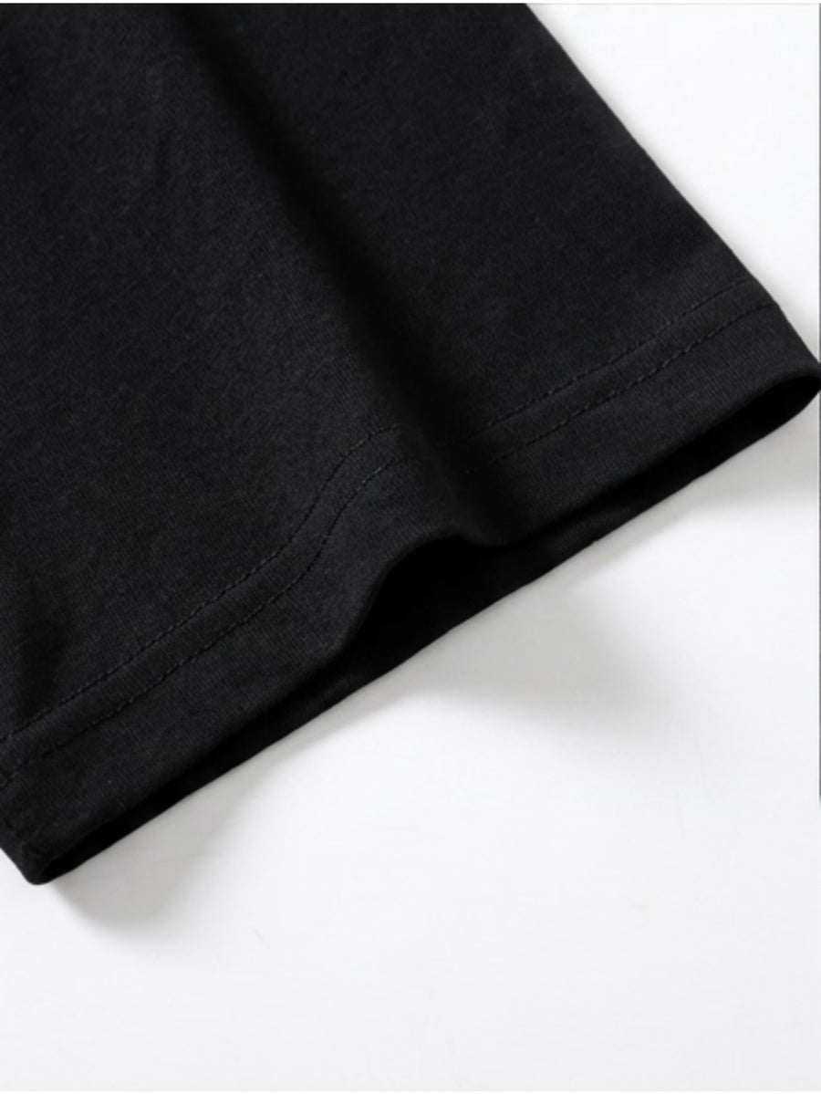 100% Pure Cotton Crew Neck Short Sleeve T-Shirt, Unisex. Features Persian Ethnic Vintage Pattern Print on Both Front and Back, with a Colorful Contrast Vintage Trendy Design. Breathable and Non-Sticky Back. Casual and Versatile - Black
