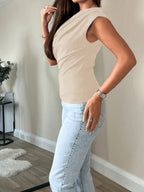 Elegant Casual Fashion Off-Shoulder Short Top Slim Sexy Women'S Blouse - Apricot