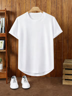 Men'S Short Sleeve T-Shirt - Lightweight Outdoor Casual Round Neck Tee, Basic Fit for All Outfits, Comfortable Movement with Adequate Sleeve Space, Breathable And Dry Fabric for Long Wear Without Stuffiness, Suitable for Short Trips, Commuting - White