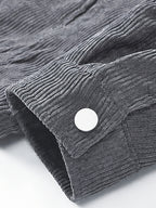Men'S Corduroy Collar Utility Jacket, Spring Autumn Casual Wear Choice; Lapel Button-Up Cardigan, Outdoor Sports Citywalk Street Commute Versatile Top, Suitable for Street Casual Commute Daily Wear; Retro Fit Timeless Premium - Dark Gray