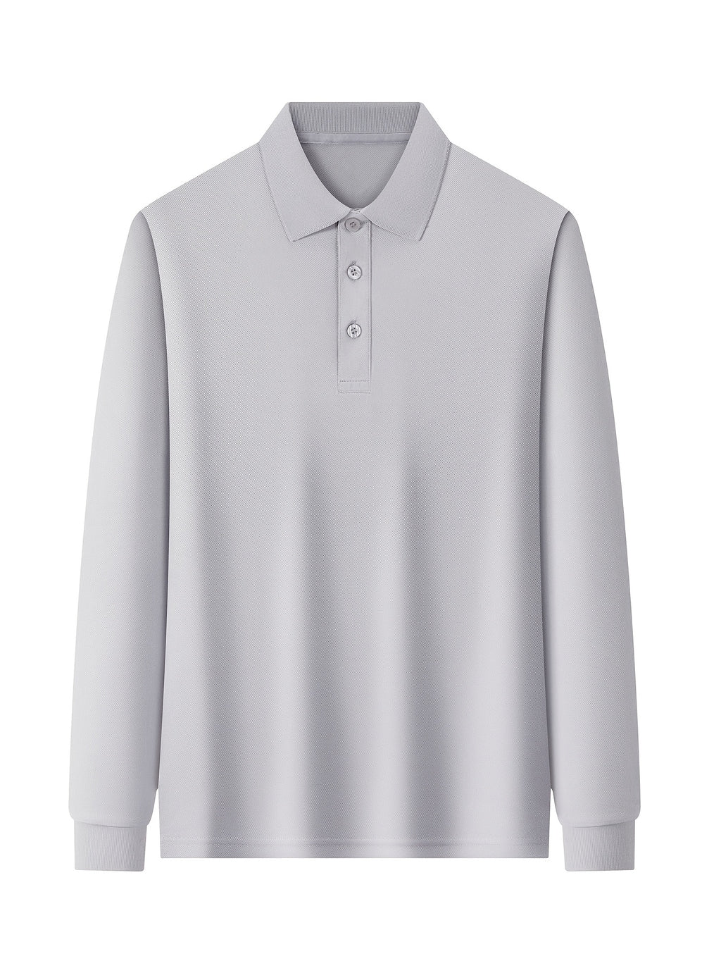 Men'S Long Sleeve Polo Shirt, Solid Color 3-Button Collar Basic Style, High-Density Drapey Wrinkle-Resistant Pearlized Fabric, Home Casual Texture, All-Season Versatile Collar Top for Daily Commute - Grey