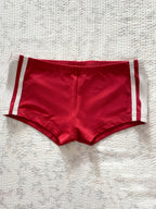 Women's Y2K High-Elastic Body-Hugging Mini Shorts - Ultra-Low Waist Solid Color Leggings Suitable for,, Dance & Casual Attire, Machine Washable Low-Rise Shorts with Non- Fabric - Red