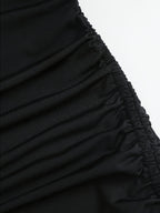 Elegant And Exquisite Halter Cowl Neck Sleeveless Bodycon Mini Dress, Fashion Side Ruched Irregular Asymmetrical Hem with Floral Lace Trim, Slim Fit Black Short Dress for Club, Party, Night Out And Daily Fashion Look - Black