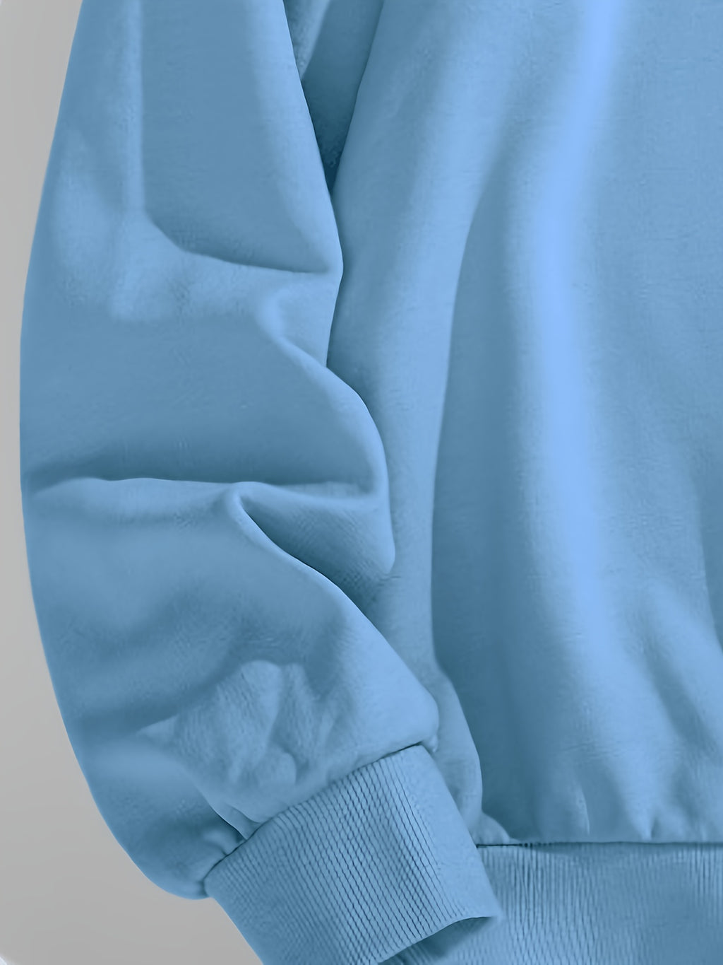 Men'S Crew Neck Sweatshirt, Spring And Autumn Hong Kong Style Letter Print Pullover Top, Youth Loose Casual Versatile Long Sleeve Base Shirt - Sky Blue