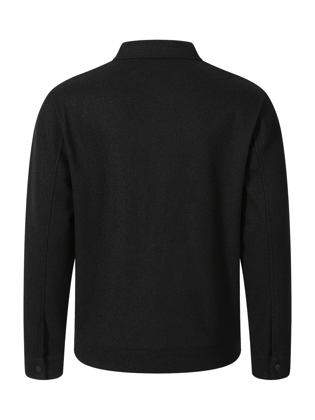 Men's Autumn/Winter Lapel Tweed Jacket with Snap Buttons, Double Patch Pockets, Loose Fit, Thickened and Warm, Versatile Blend Top for Business, Casual, Daily Commuting - Black