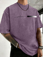 Midsummer Holiday Style Unisex T-Shirt, Pure Washed Distressed, Double-Sided Print, Breathable And Sweat-Absorbent, Loose Fit for Outdoor Hiking Sports Trendy Casual Short Sleeve, Sweat-Resistant - Purple