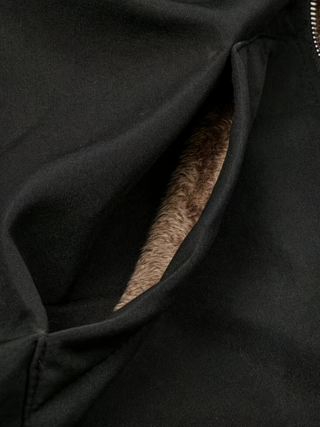 Solid Color Thermal Lined Hooded Jacket for Autumn/Winter Warmth and Casual Wear - Black