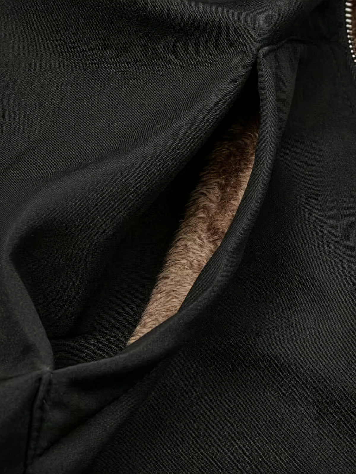 Solid Color Thermal Lined Hooded Jacket for Autumn/Winter Warmth and Casual Wear - Black