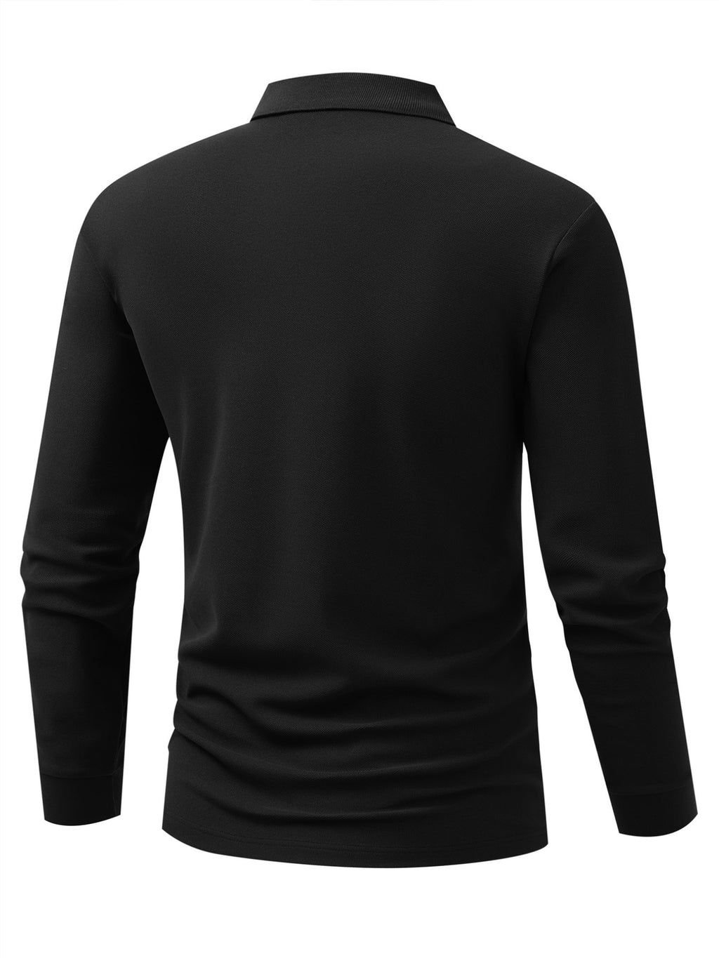 GC2-3510# A New Long-Sleeve Polo Shirt for The Autumn And Season Featuring a Minimalist Mountain Pattern Print. It Boasts a Classic And Mature Design with a High-Quality Feel. The Collared Top Is Made from Comfortable And Breathable Fabric That Is W - Black